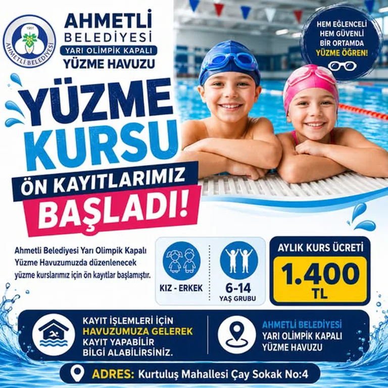 Ahmetli Belediyesi Yüzme Kursu Ön Kayıtları Başladı